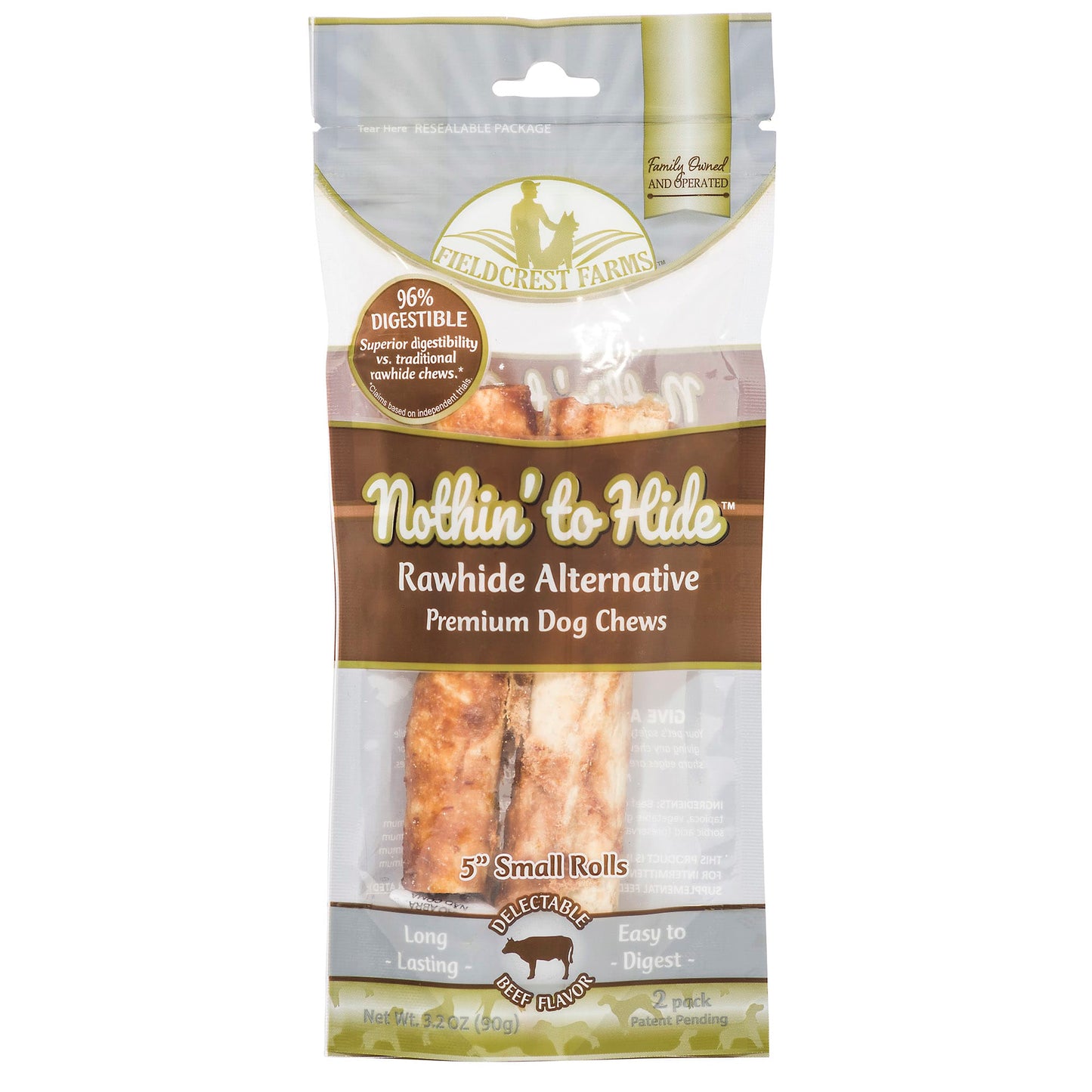 TopDawg 39138 5 in. Nothin to Hide Rawhide Alternative Beef Roll - Small - Pack of 2