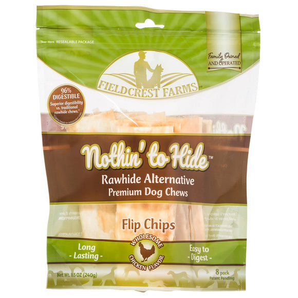 TopDawg 39137 Nothin to Hide Rawhide Alterntive Chicken Flip Chips - Pack of 8