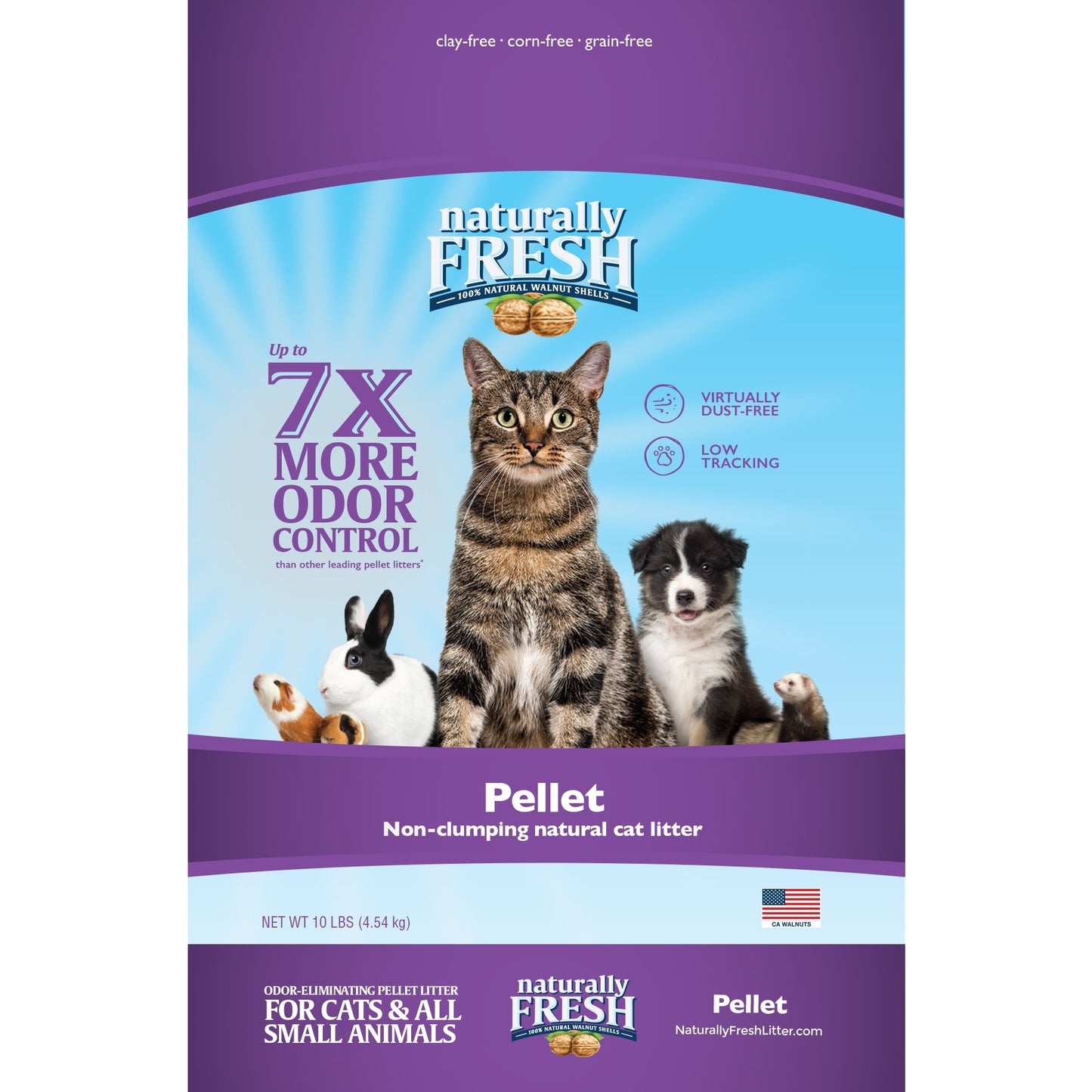 Naturally Fresh Pellet Formula Unscented Non-clumping Walnut Cat Litter 10lb