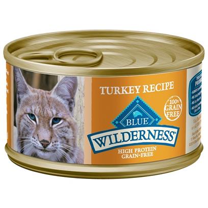 Blue Buffalo Wilderness High Protein Turkey Pate Wet Cat Food for Adult Cats Grain-Free 5.5 oz. Can