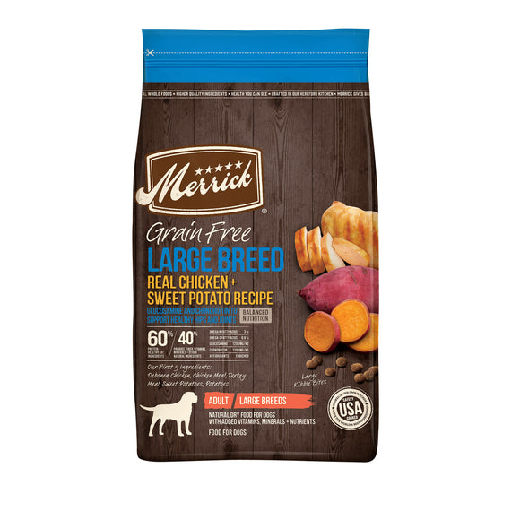 Merrick Large Breed Dry Dog Food  Real Chicken and Sweet Potato Grain Free Dog Food Recipe - 22 lb Bag
