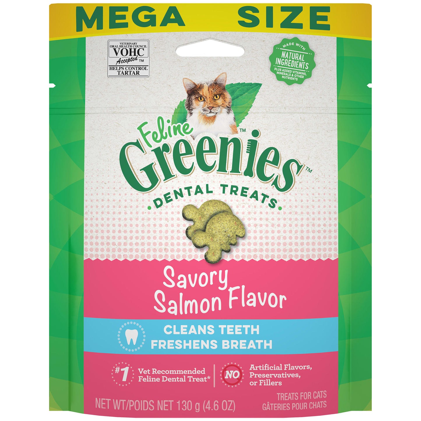 Greenies Savory Salmon Flavor Dental Crunchy Treat for Cat 4.6 oz.