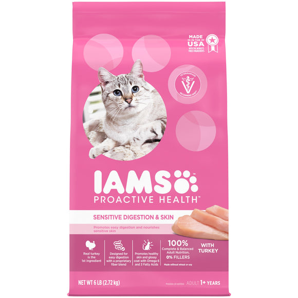 IAMS Proactive Health Turkey Flavor Dry Cat Food for Adult  6 lb. Bag