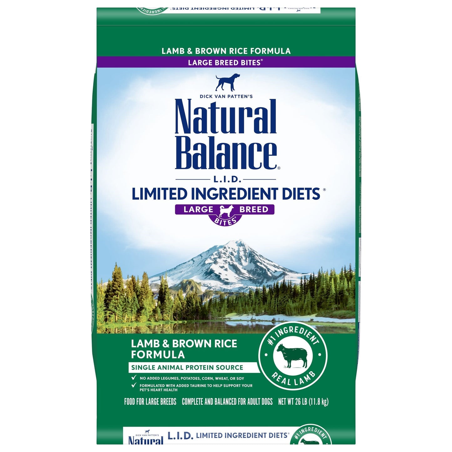 Natural Balance L.I.D. Limited Ingredient Diets Dry Dog Food 26 Pounds Lamb & Brown Rice Large Breed Formula
