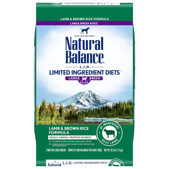 Natural Balance L.I.D. Limited Ingredient Diets Dry Dog Food  26 Pounds  Lamb & Brown Rice Large Breed Formula