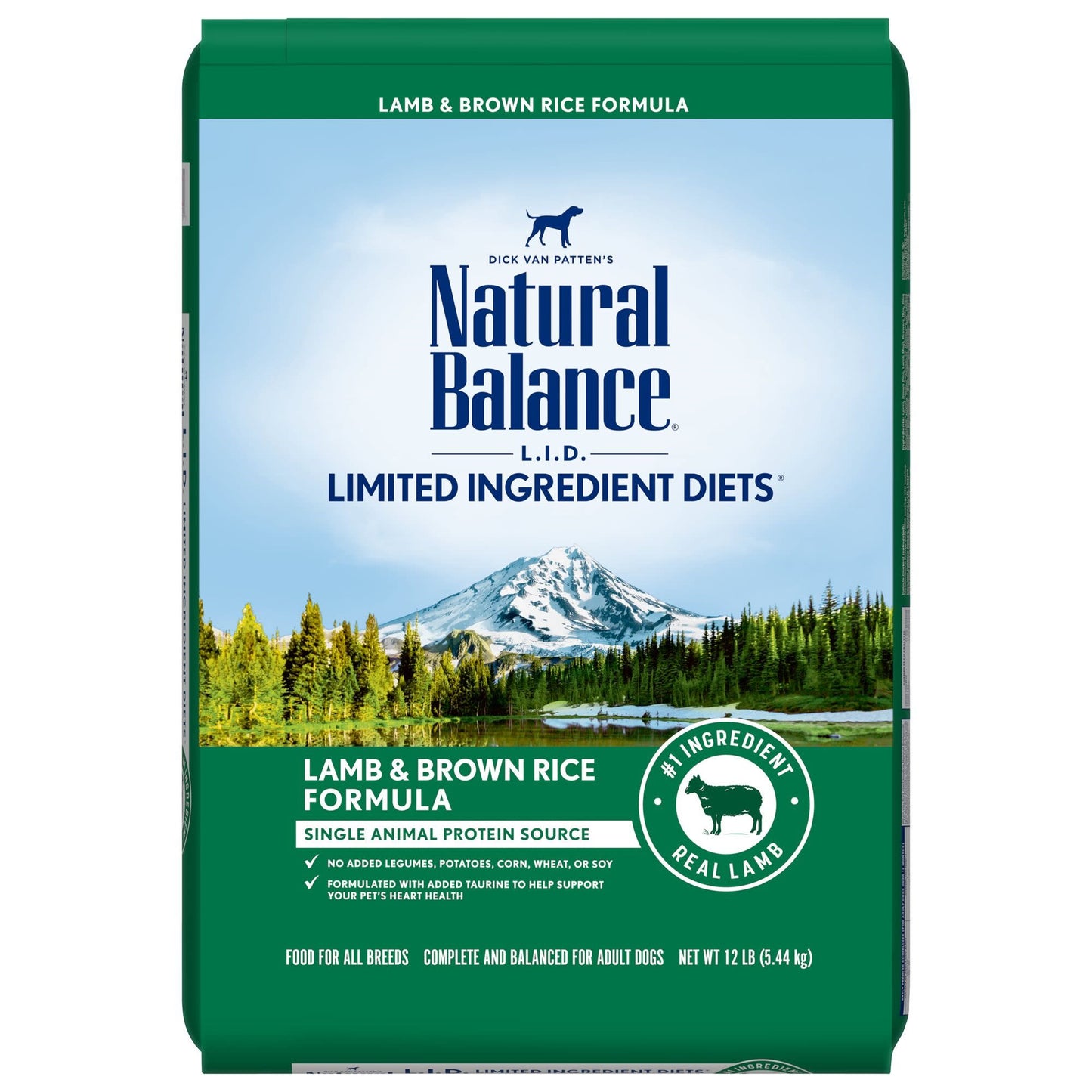 Natural Balance L.I.D. Limited Ingredient Diets Dry Dog Food 12 Pounds Lamb & Brown Rice Formula