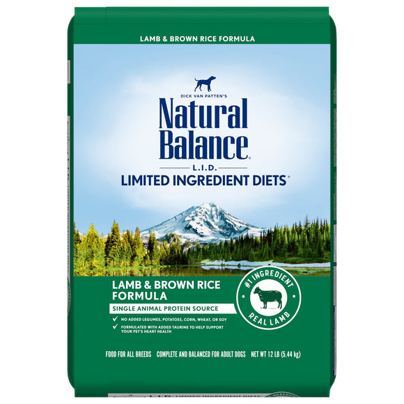 Natural Balance L.I.D. Limited Ingredient Diets Dry Dog Food  12 Pounds  Lamb & Brown Rice Formula