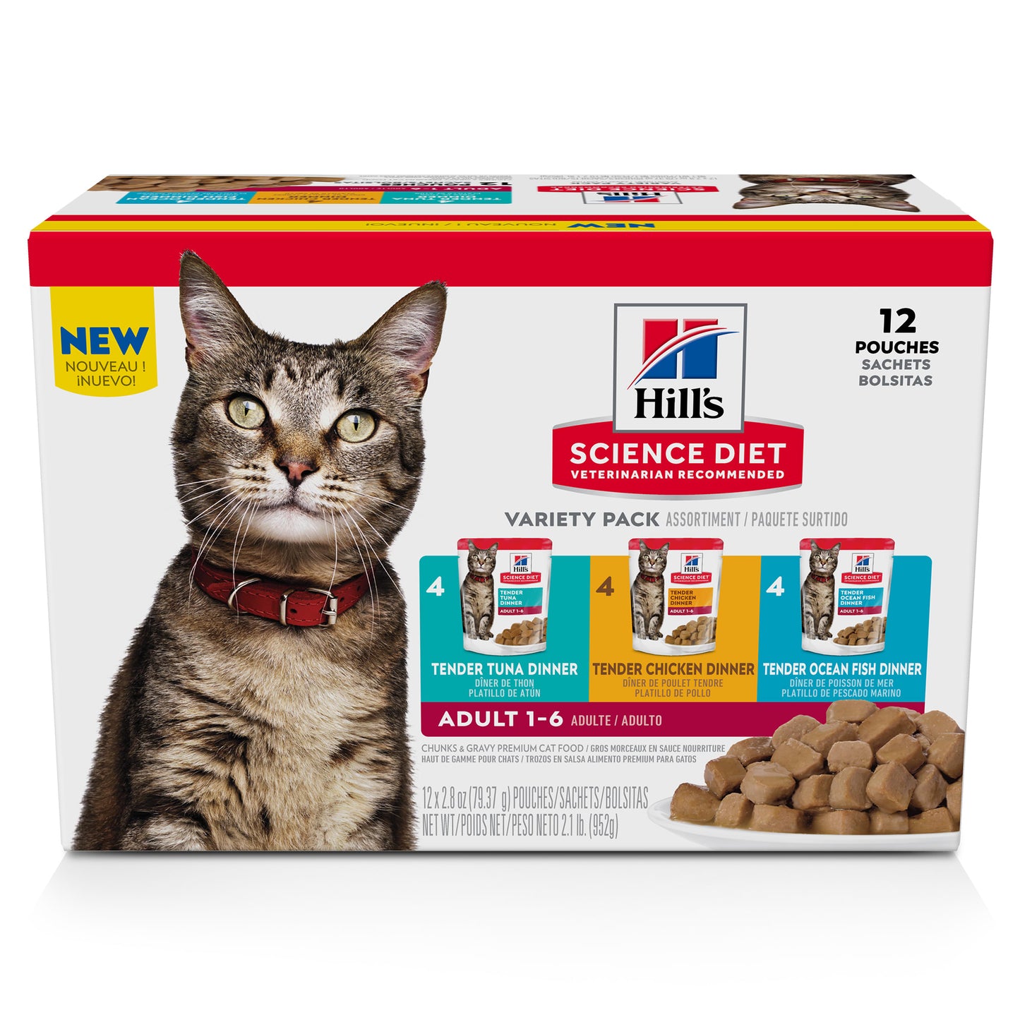 Hill s Science Diet Wet Cat Food Pouches Variety Adult 2.8 oz Pouch 12 Pack