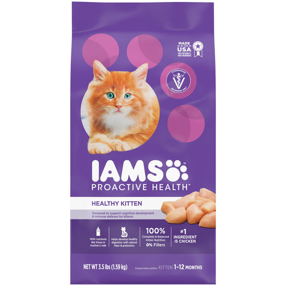 IAMS PROACTIVE HEALTH Healthy Kitten Dry Cat Food with Chicken  3.5 lb. Bag