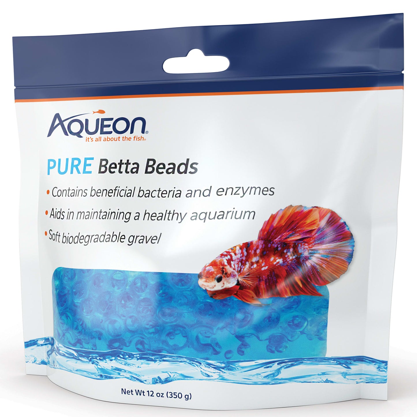 Aqueon PURE Betta Beads, Blue, 12oz Bag
