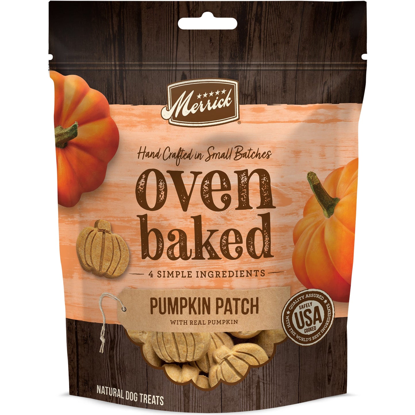 Merrick Oven Baked Dog Treats Pumpkin Patch with Real Pumpkin Natural Dog Biscuits - 11 oz Bag