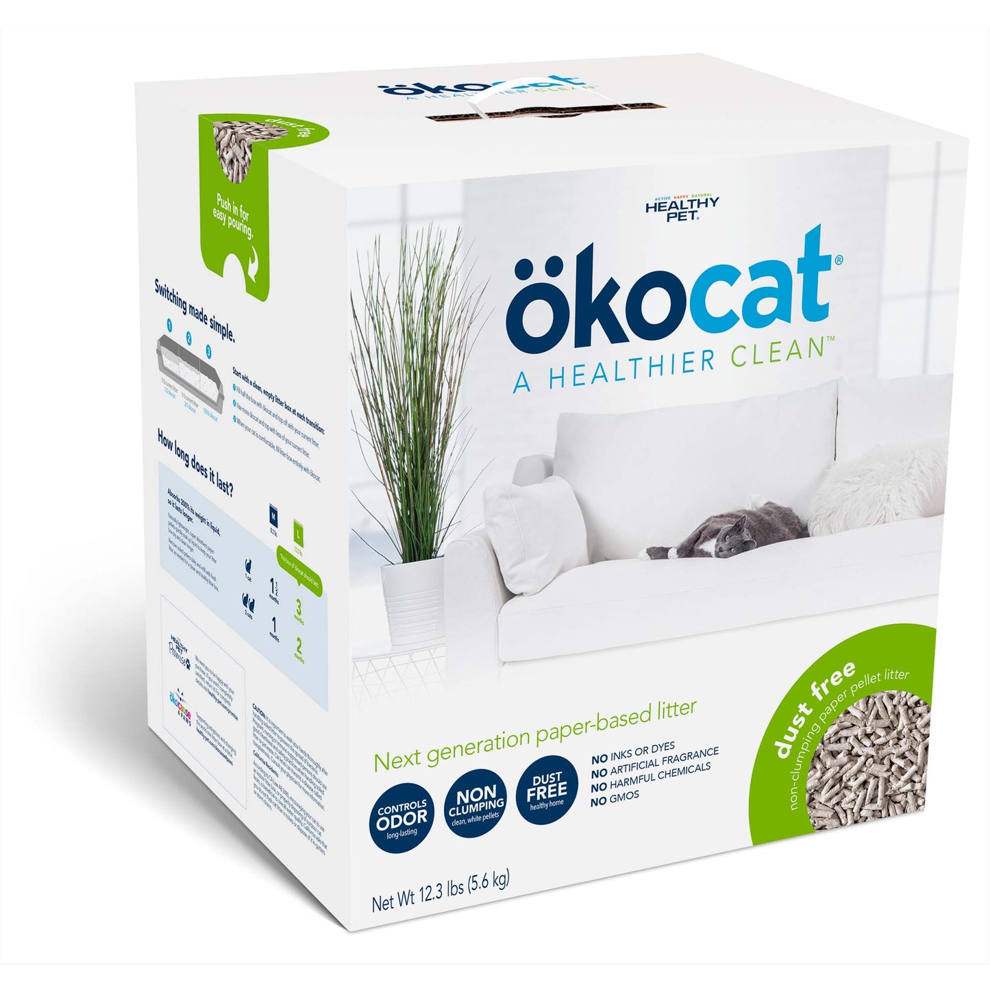 okocat Premium Dust Free Cat Litter Non-clumping Paper Pellet 11.7lb