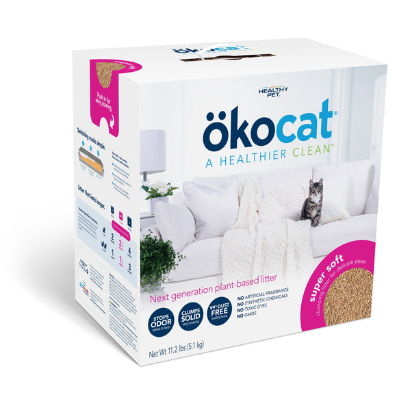 okocat Premium Super Soft Clumping Natural Wood Cat Litter  Delicate Paws  10.6lbs