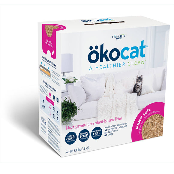 Okocat Premium Super Soft Clumping Natural Wood Cat Litter  Delicate Paws  8lb