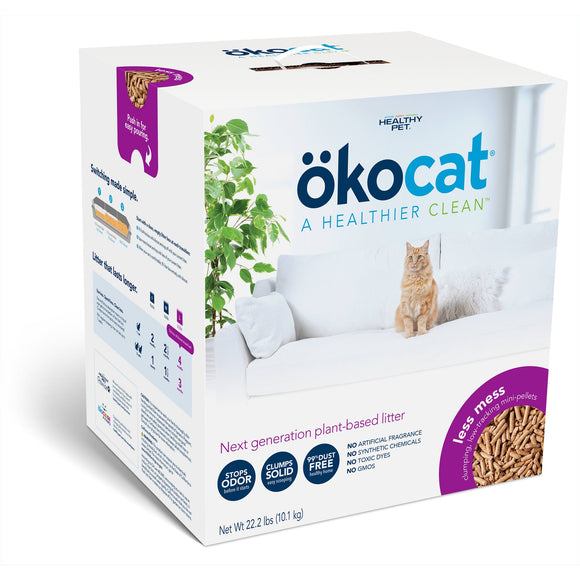 okocat Premium Less Mess Low-tracking  Clumping Natural Wood Pellet Cat Litter  21.5 lbs