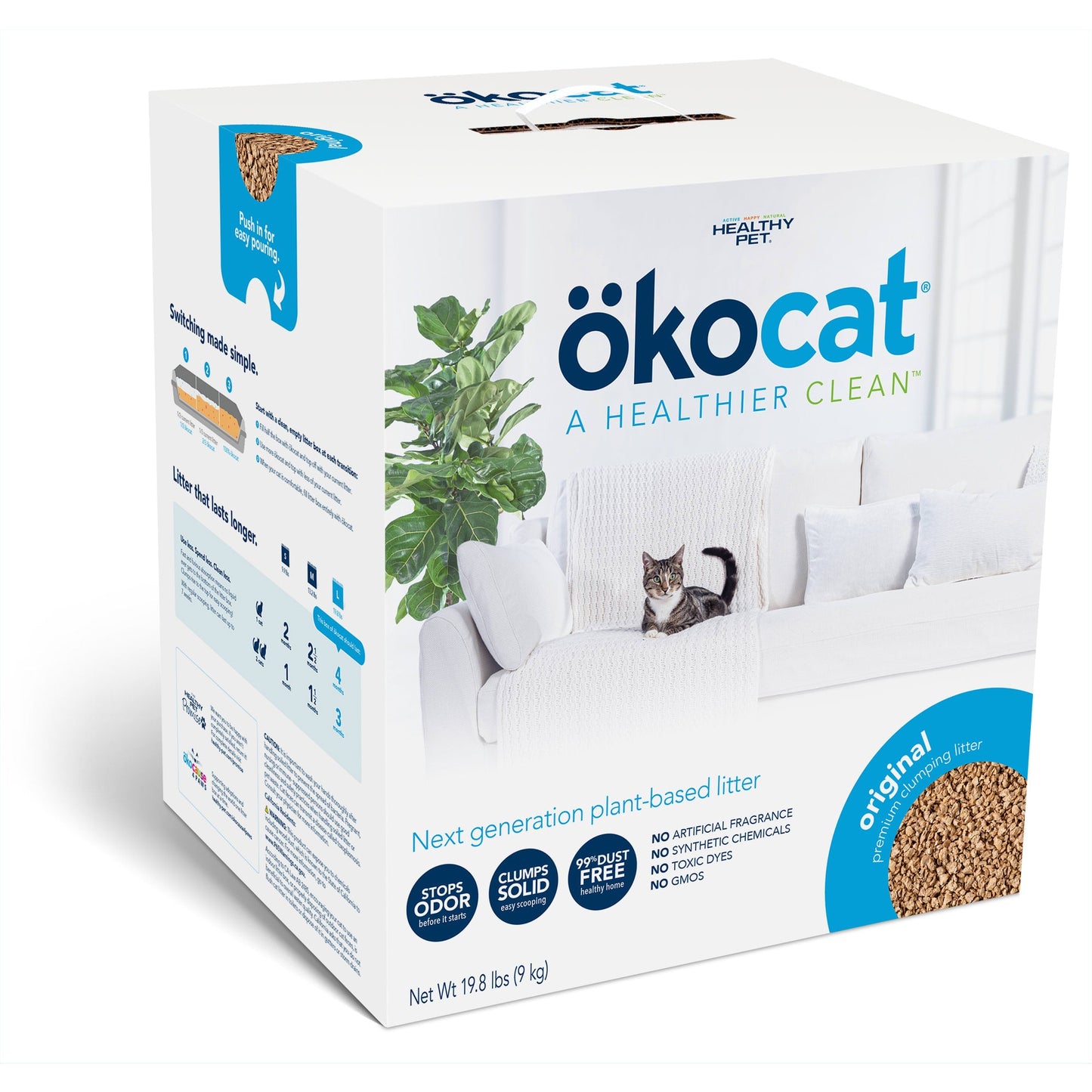 okocat Premium Original Clumping Natural Wood Cat Litter Dust Free 18.8 lbs.