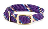 Purple Conf:Adjustable double-braid dog collarWaterproof and durable webbingFeatures all brass hardware buckle and 