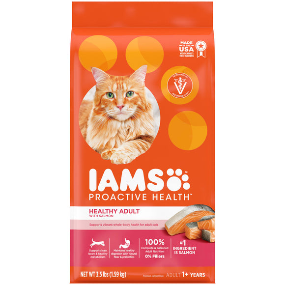 IAMS PROACTIVE HEALTH Healthy Adult Dry Cat Food with Salmon  3.5 lb. Bag