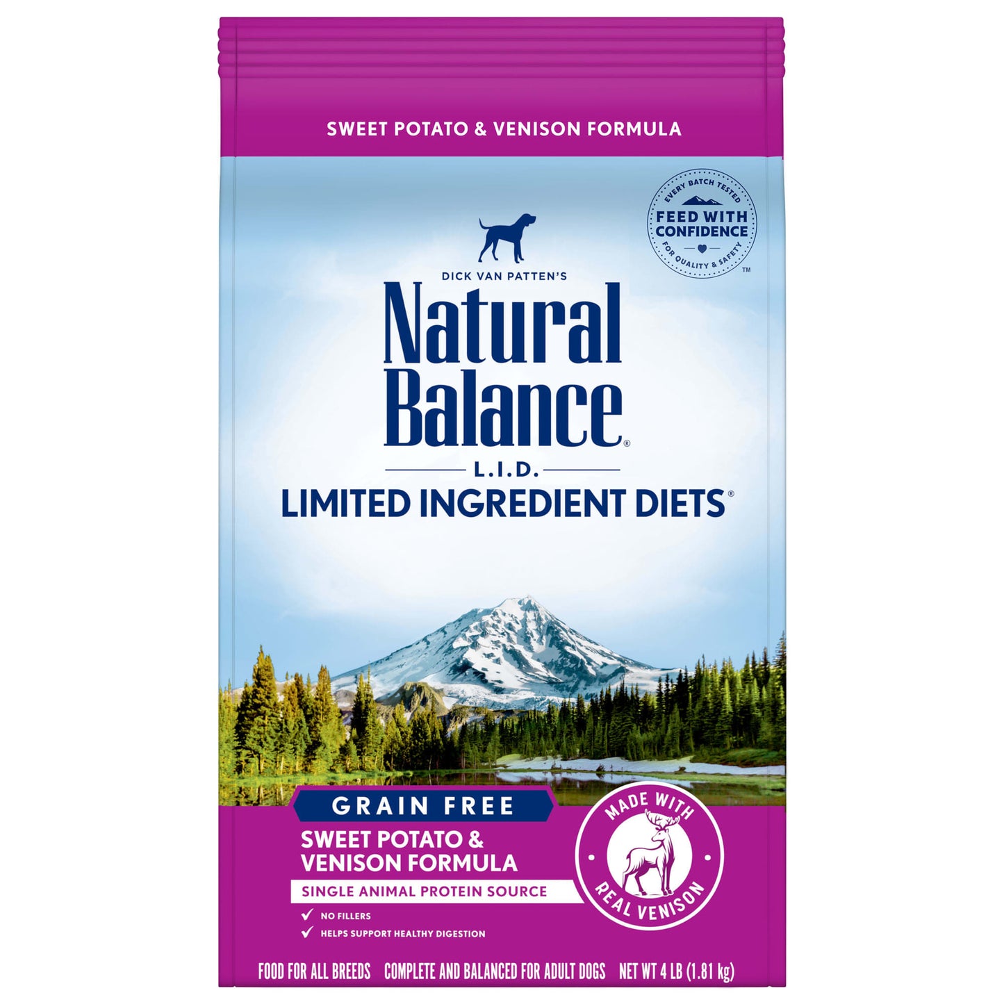 Natural Balance L.I.D. Limited Ingredient Diets Sweet Potato & Venison Formula Dry Dog Food, 4 lbs.