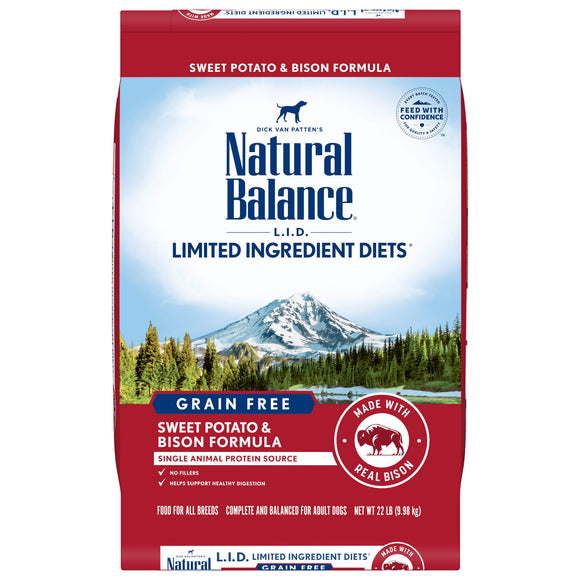 Natural Balance L.I.D. Limited Ingredient Diets Sweet Potato & Bison Formula Dry Dog Food, 22 lbs.