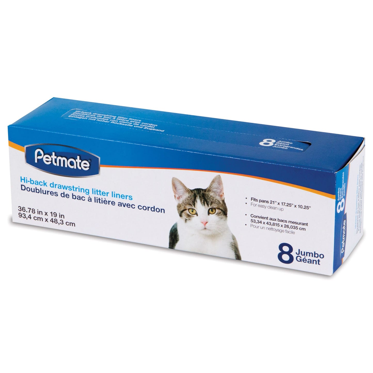 Petmate Hi-Back Drawstring Cat Litter Liners Jumbo 8 Count