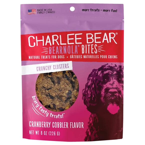 Charlee Bear Bearnola Bites Natural Cranberry Cobbler Crunchy Cluster Treats for Dogs 8oz