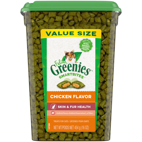 Greenies Chicken Flavor Soft Crunchy Treats for Cats  16 oz.