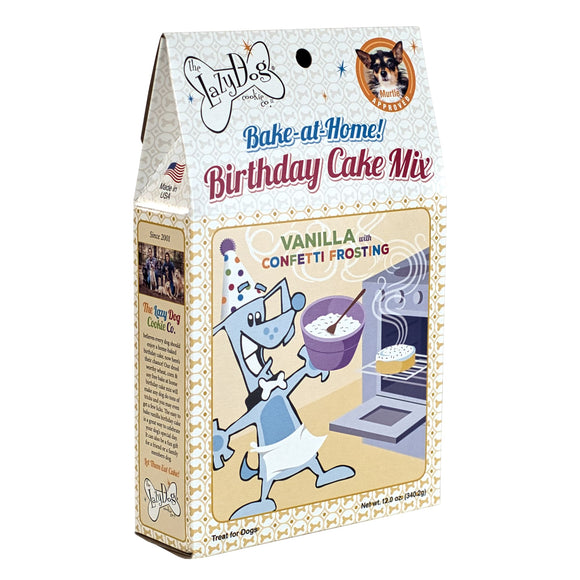 The Lazy Dog Cookie Co. Bake-at-Home Birthday Cake Mix Vanilla with Confetti Frosting Dog Treats, 12 oz.