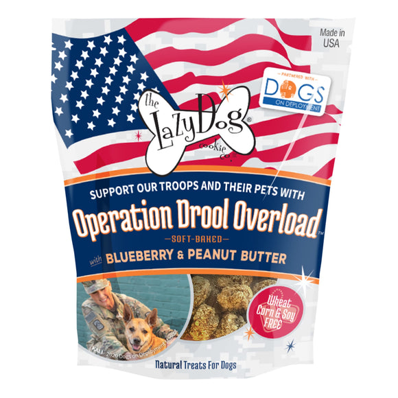 The Lazy Dog Cookie Co. & Dogs on Deployment Operation Drool Overload Blueberry & Peanut Butter Soft-Baked Dog Treats, 5 oz.