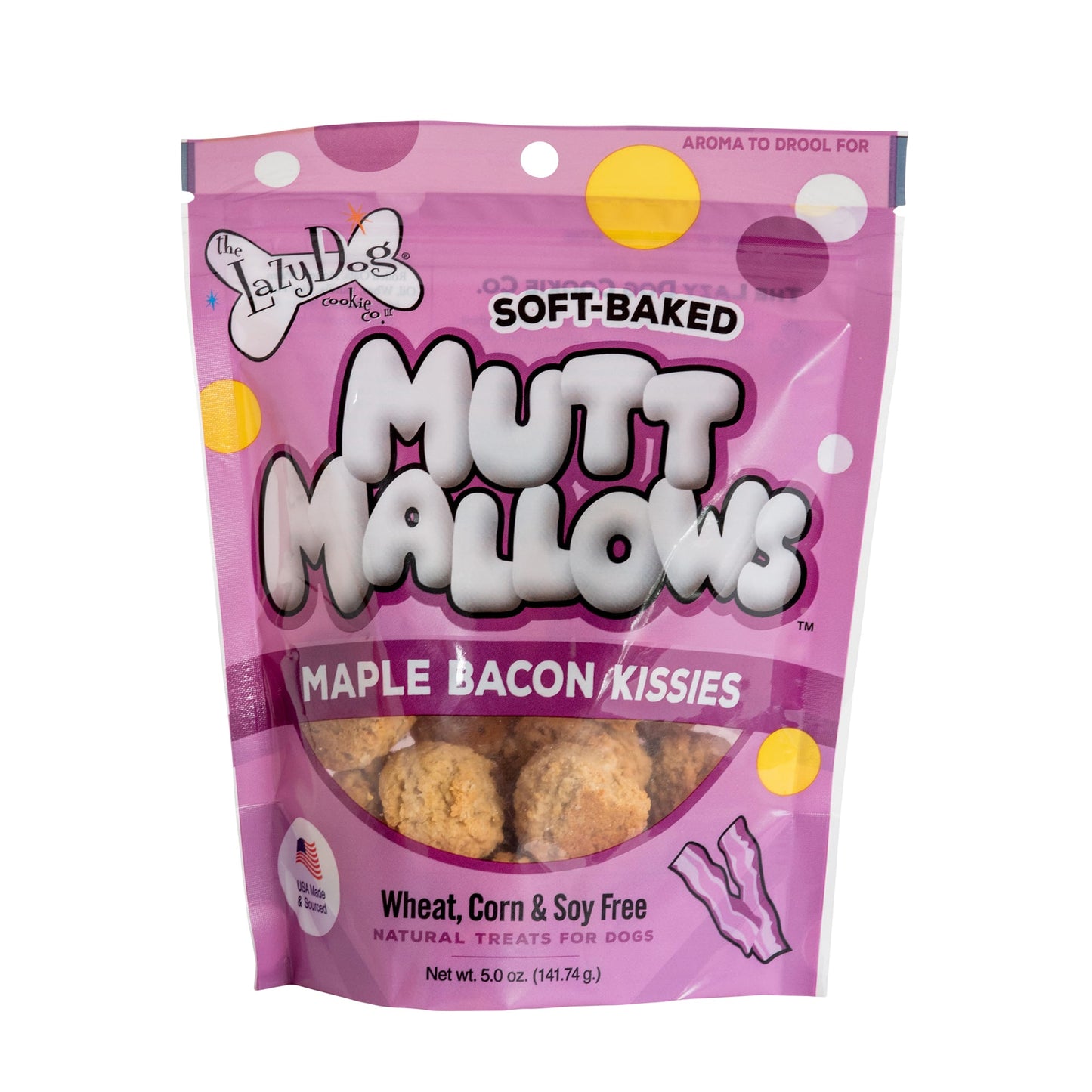 THE LAZY DOG COOKIE CO INC THE LAZY DOG COOKIE CO. MUTT MALLOWS MAPLE BACON KISSIES 5-OZ MMMBPKG