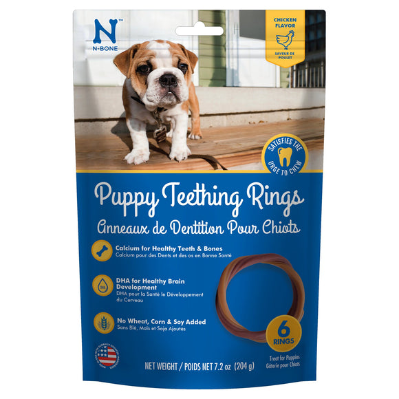 N-Bone Dental Treat Puppy Teething Rings Chicken 6pk 7.2 oz
