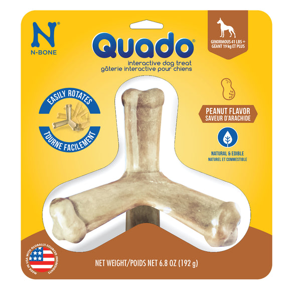 Quado Bones Interactive Peanut GINORMOUS Large 7 oz