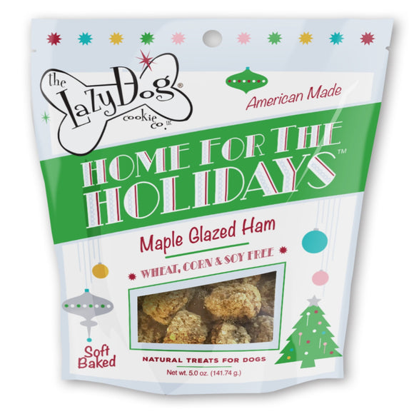 The Lazy Dog Cookie Co. Christmas Dog Treat  Maple Glazed Ham Flavor  Wheat Free  5 oz Pouch