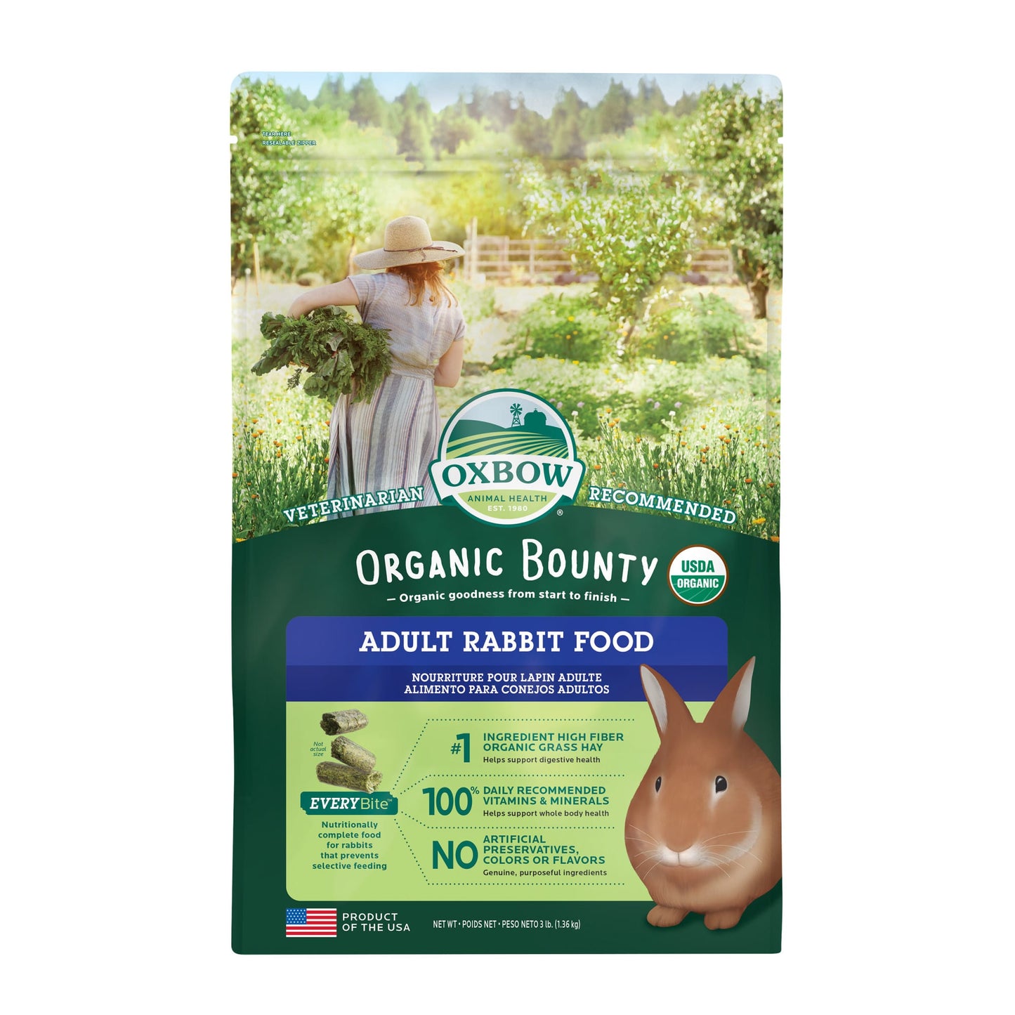 Oxbow Pet Products Bene Terra Organic Rabbit Dry Small Animal Food 3 Lb