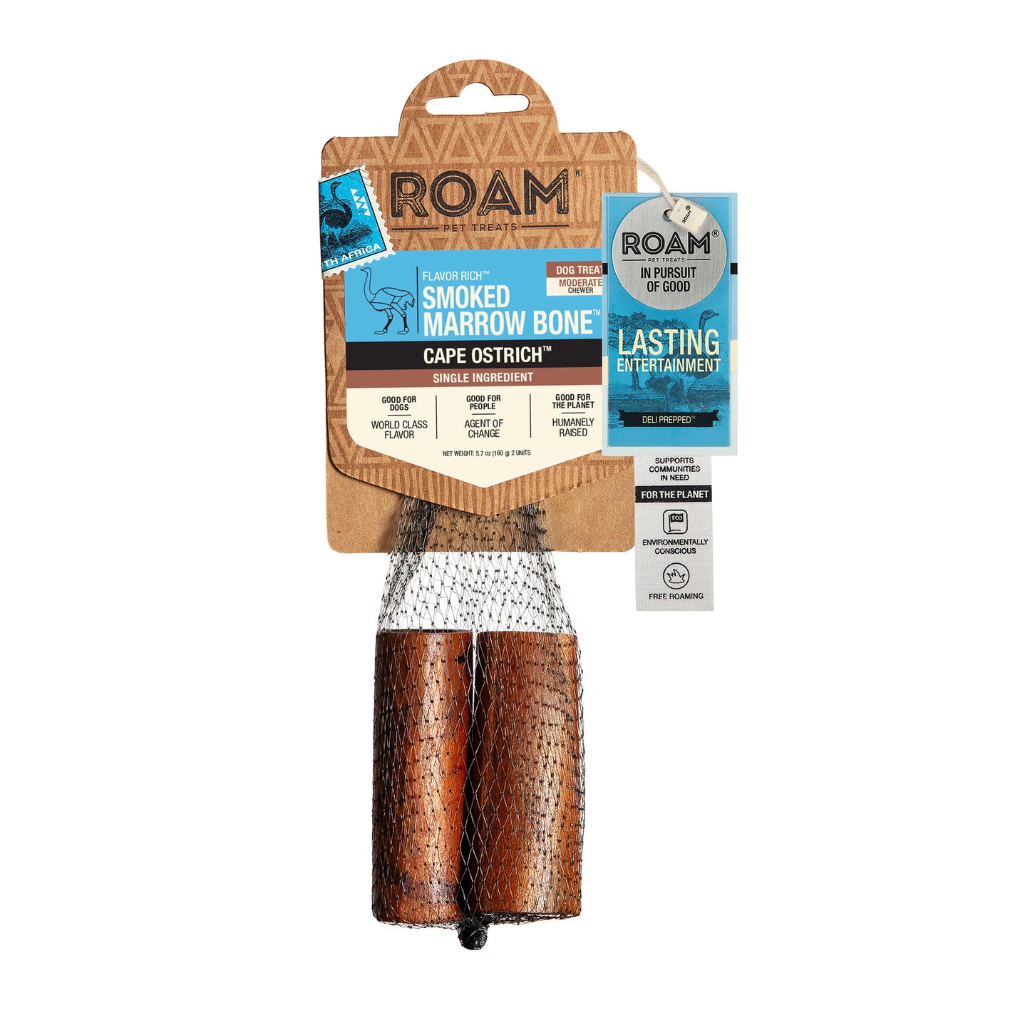 Roam Ostrich Smoked Marrow Bone Dog Treats 2pk