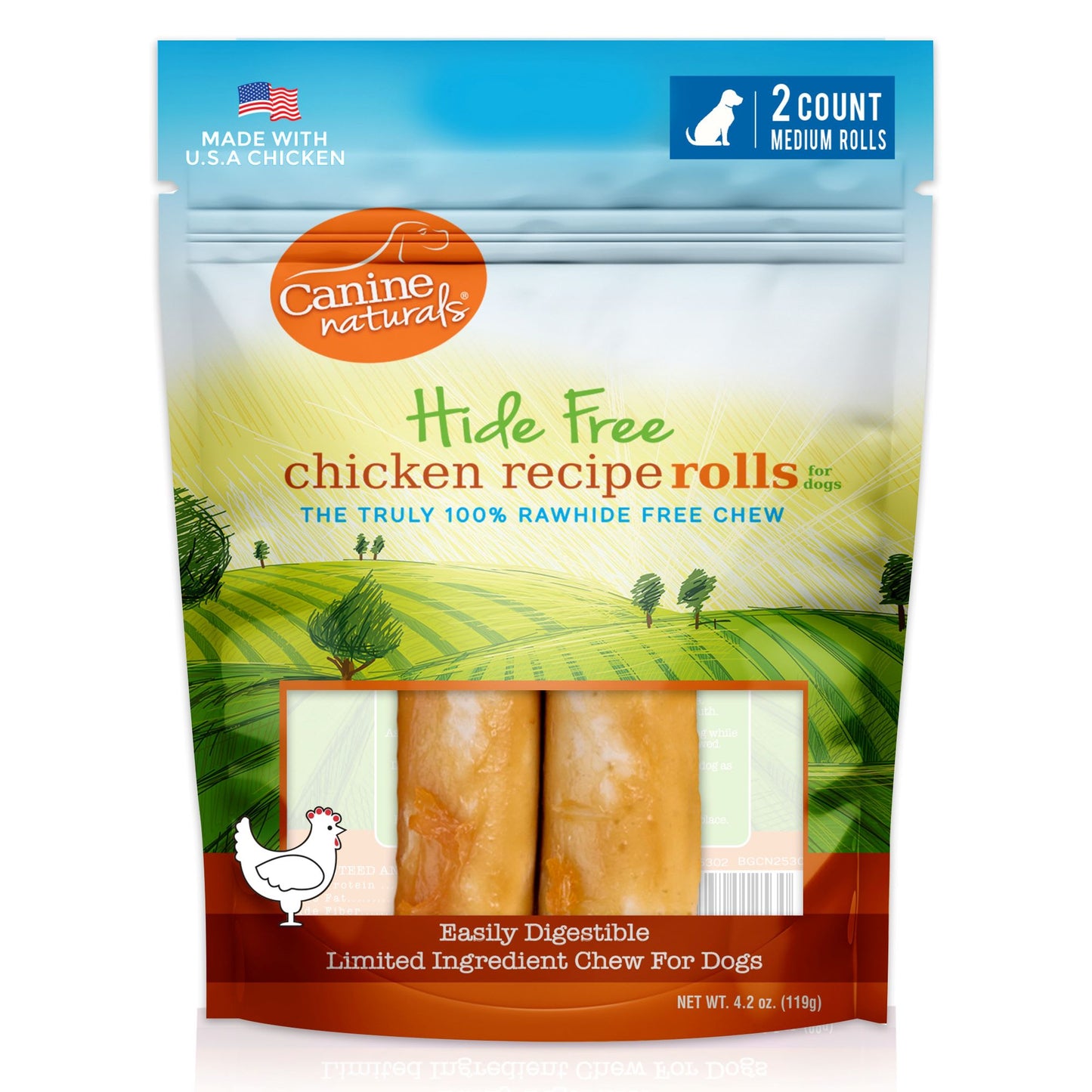 Canine Naturals Chicken Recipe Medium Dog Chews, 4.2oz 2pk