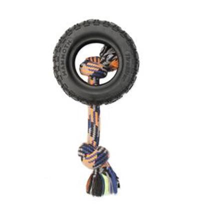 Mammoth TireBiter II Rubber Tire Dog Toy with Rope Large 6