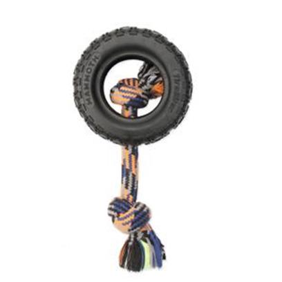 Mammoth TireBiter II Rubber Tire Dog Toy with Rope  Large  6