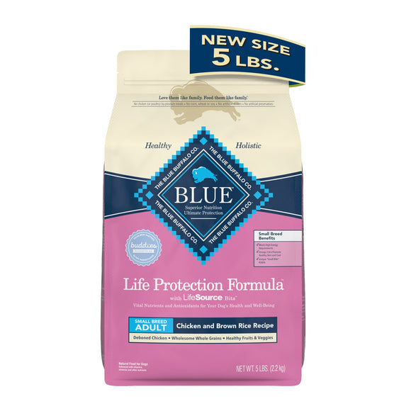 Blue Buffalo Life Protection Formula Small Breed Chicken and Brown Rice Dry Dog Food for Adult Dogs  Whole Grain  5 lb. Bag
