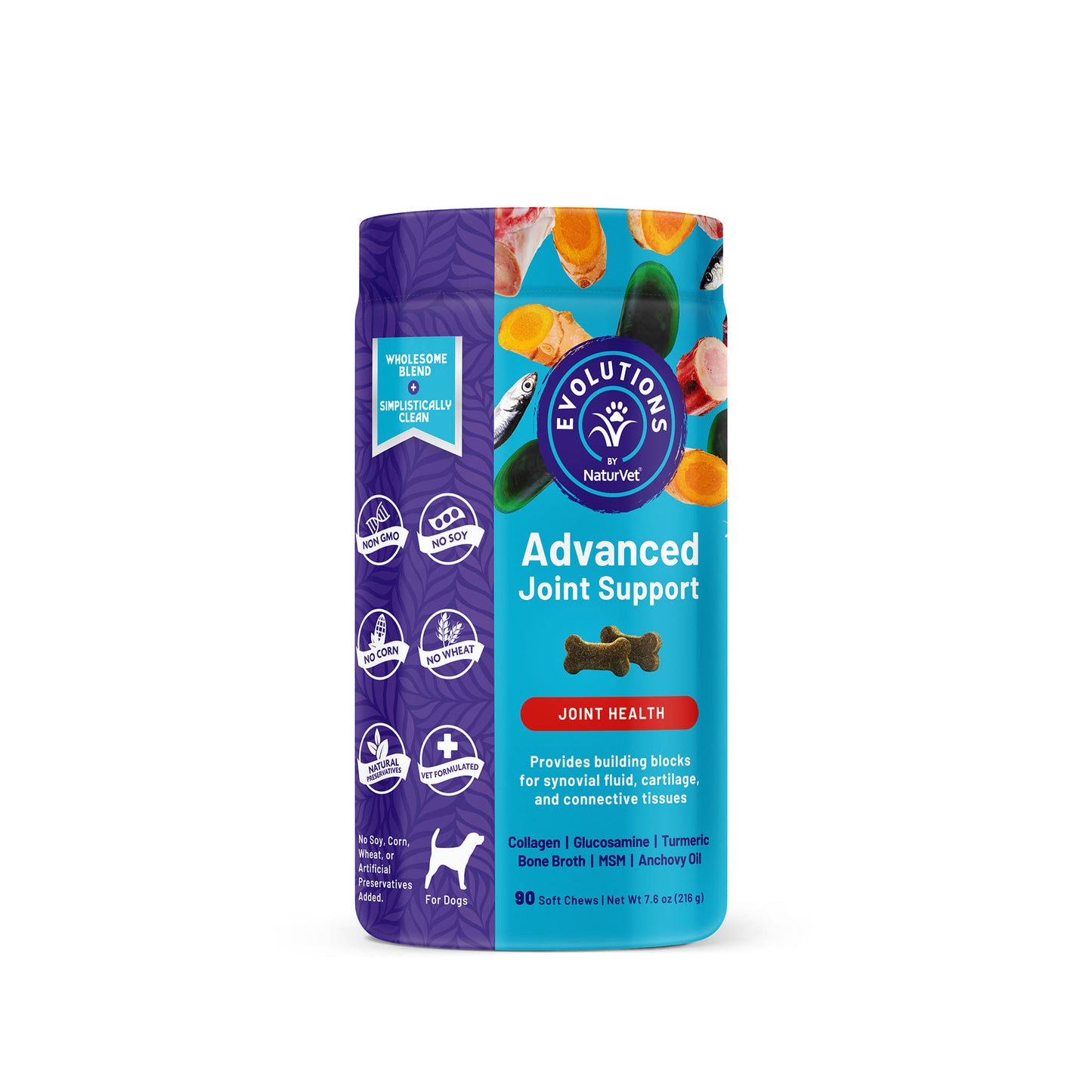 Evolutions By NaturVet Advanced Joint Support Dog Soft Chews, Count of 90, 90 CT