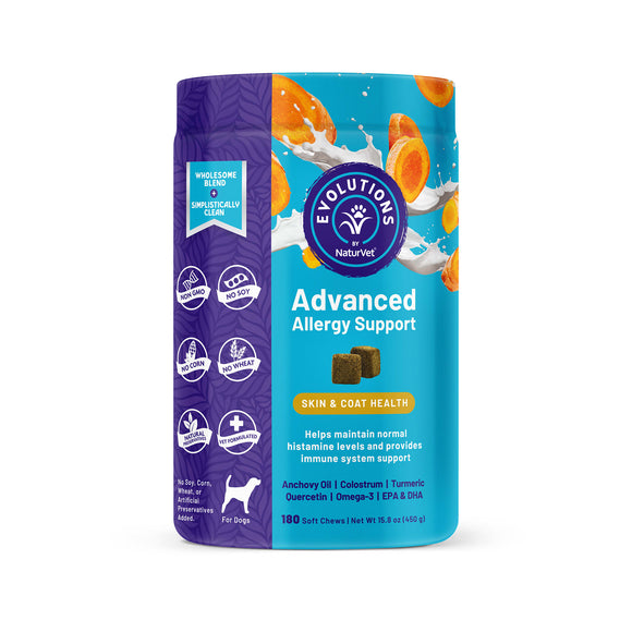 NaturVet Evolutions Advanced Allergy Support Soft Chews for Dogs, Count of 180