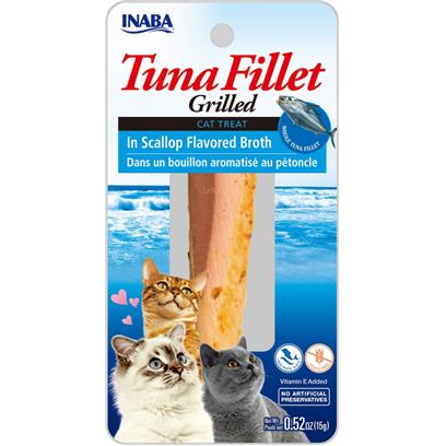 Inaba Ciao Grain-Free Cat Treat, Grilled Tuna Fillet in Scallop Flavored Broth, 1 Fillet