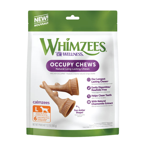 Whimzees Large Dental Occupy Calmzees Value Bag Dental Dog Chews, 12.7 oz., Count of 6