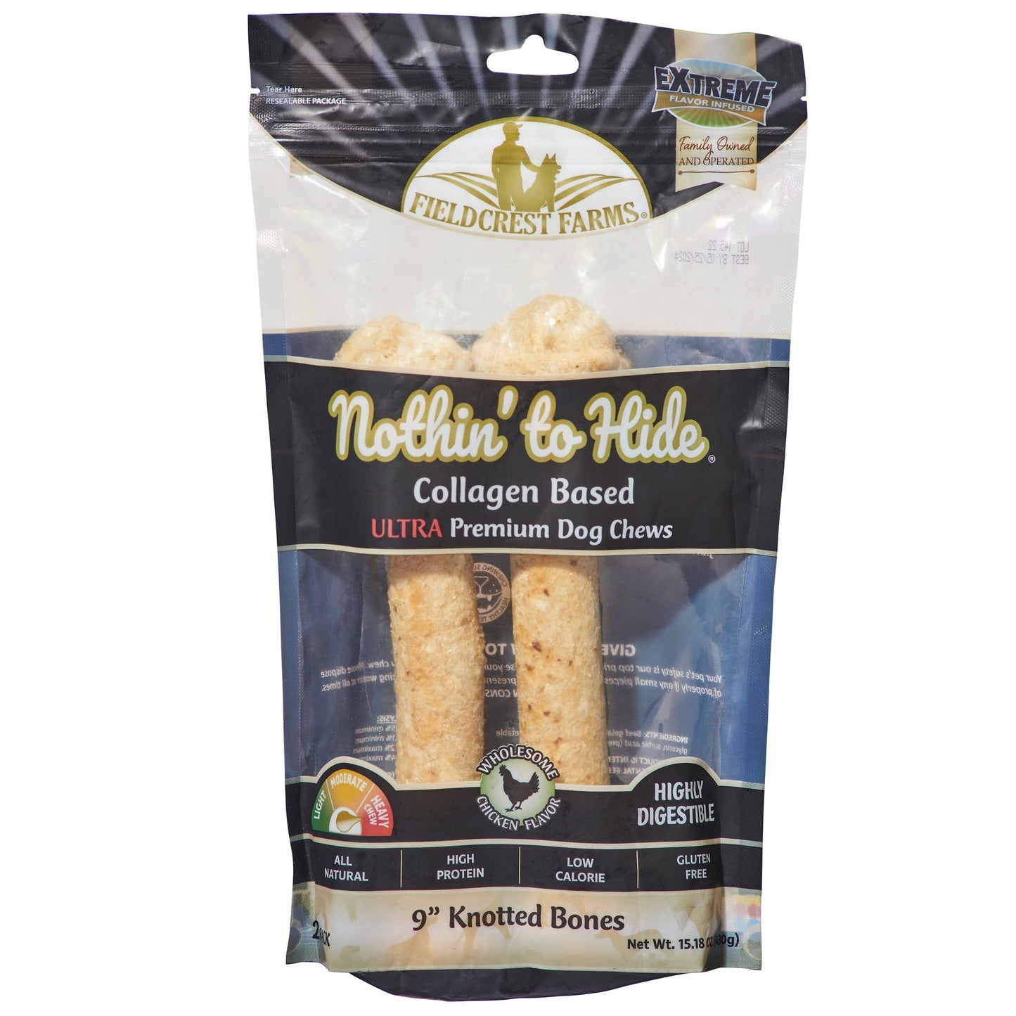 Fieldcrest Farms Nothin' To Hide 9 Knotted Chicken Flavor Bone Ultra Premuim Dog Chews