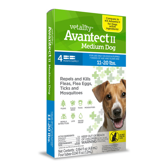 Vetality Avantect II Flea & Tick Treatment for Dogs 11-20lb 4ct