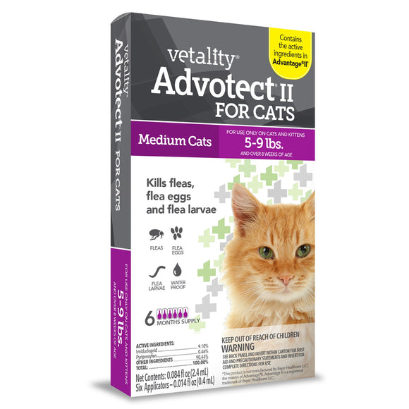 Vetality Advotect II Flea Treatment for Cats 5-9lb 6pk