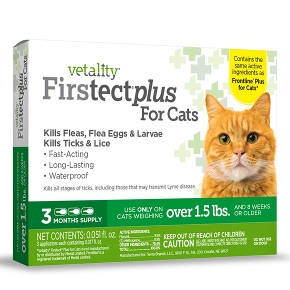 Vetality Firstect Plus For Cats 1.5lbs and over 3ct