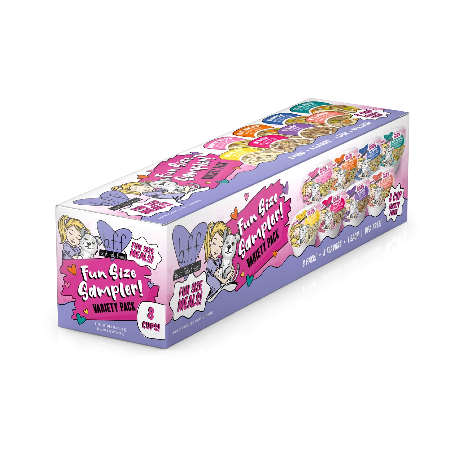 B.F.F. Best Fido Friend Fun Sized Meals, Fun Size Sampler Variety Pack, 2.75oz Cup (Pack of 8) (B0B623QY9Z)