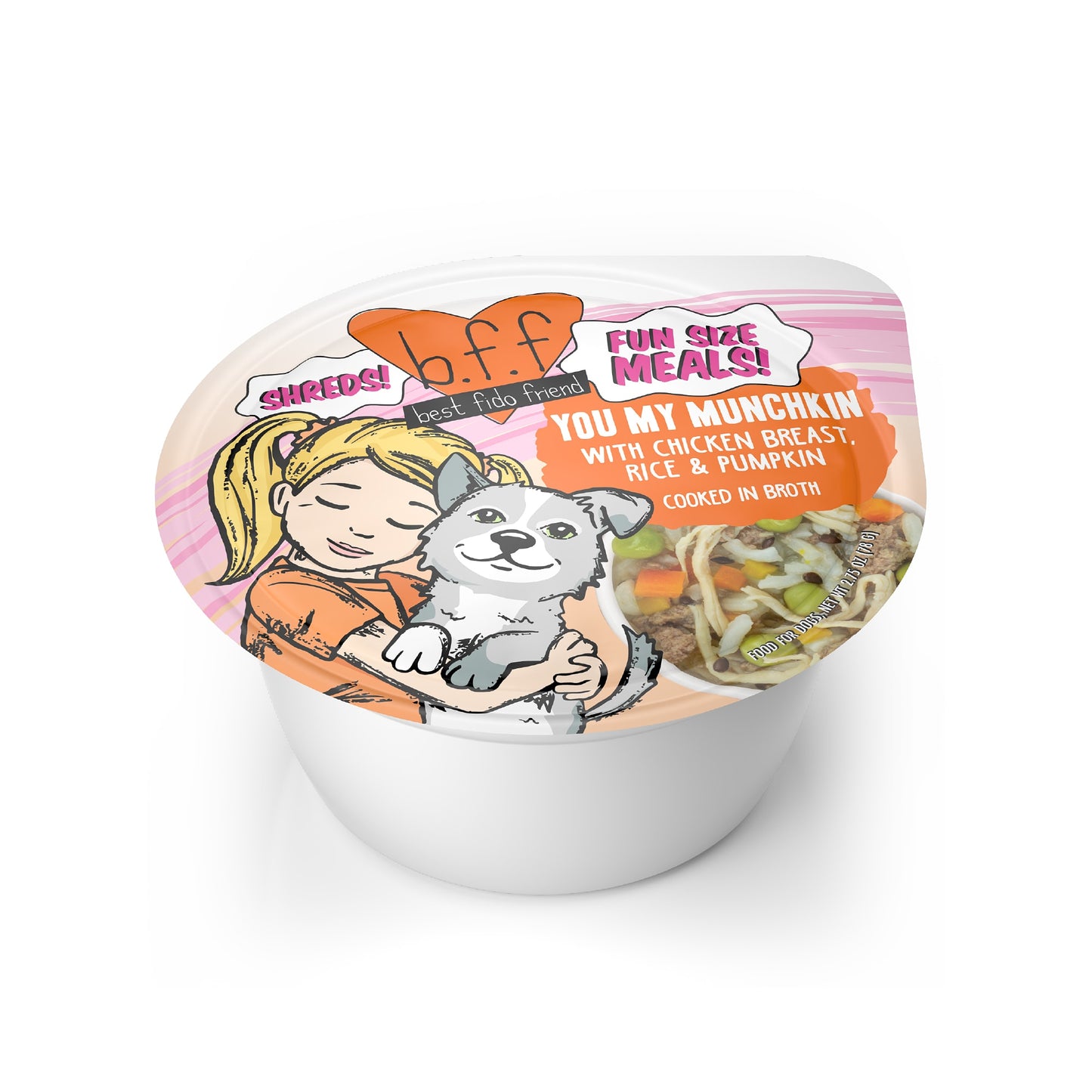 B.F.F. Fun Size Meals! You My Munchkin with Chicken Breast, Rice & Pumpkin in Broth Wet Dog Food, 2.75 oz.