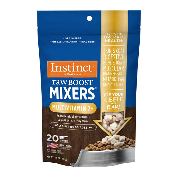 Instinct Freeze Dried Raw Boost Mixers Grain Free Multivitamin for Adult Dogs Ages 7+ Food Topper, 5.5 oz.